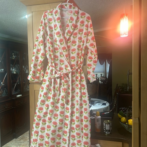 Garnet Hill Made in Poland with German organic cotton  2 pieces robe and pants - Picture 1 of 10